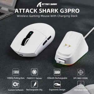 ATTACK SHARK G3PRO Wireless Gaming Mouse White