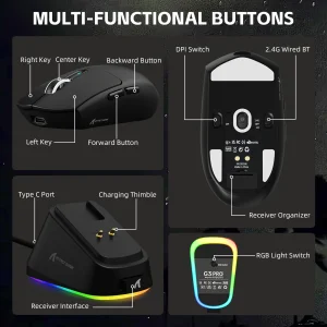 ATTACK SHARK G3PRO Wireless Gaming Mouse with RGB Charging