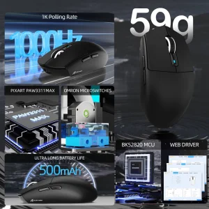 ATTACK SHARK G3PRO Wireless Gaming Mouse with RGB Charging