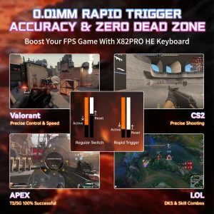 ATTACK SHARK X82PRO HE Wireless Rapid Trigger Gaming Keyboard Magnetic Switch black كيبورد